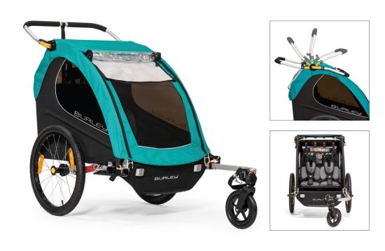 Burley Kinderfahrradanhänger Encore X Doppelbuggy Turquoise