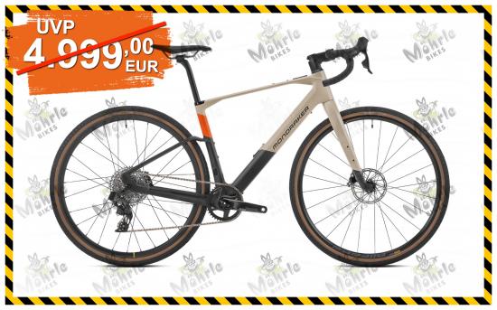 Mondraker „Dusty R“ GRAVEL eBike in grey-carbon-orange, nur wenige KM gefahren  - Größe: 53cm/XL